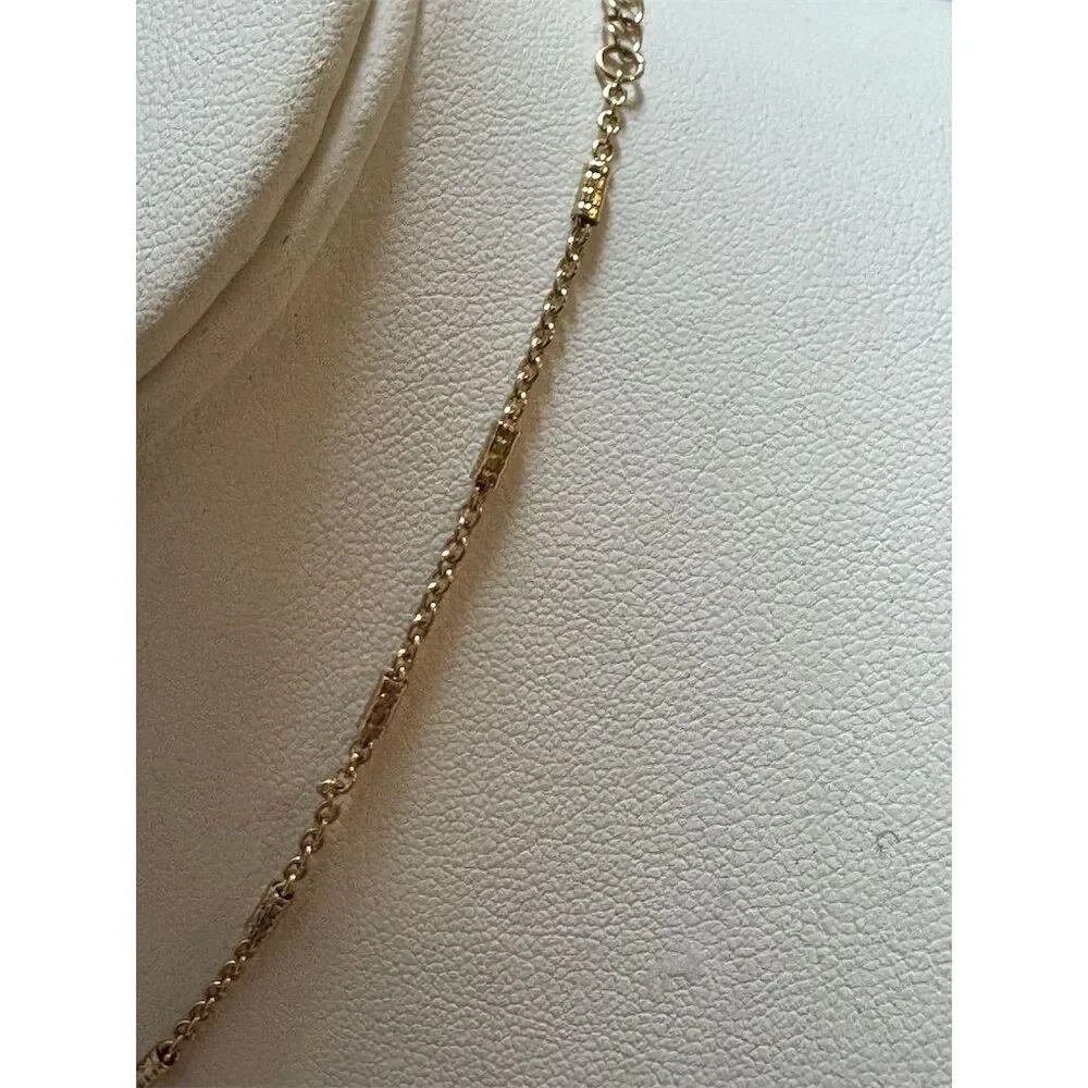 Dainty Gold-Tone Tube and Chain link Necklace 16” - Picture 10 of 14